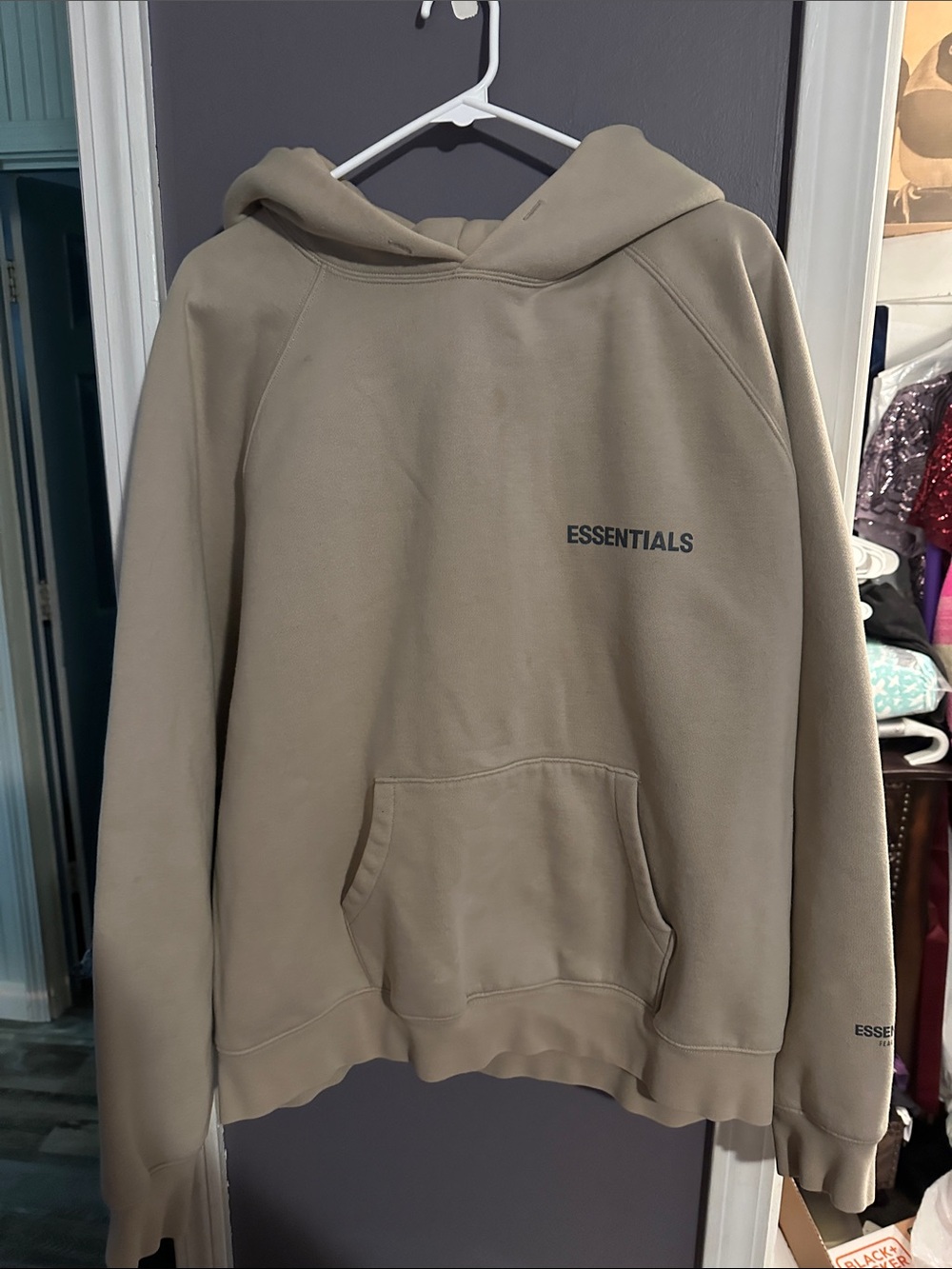 Essentials Men's Crewneck Hoodie in Beige